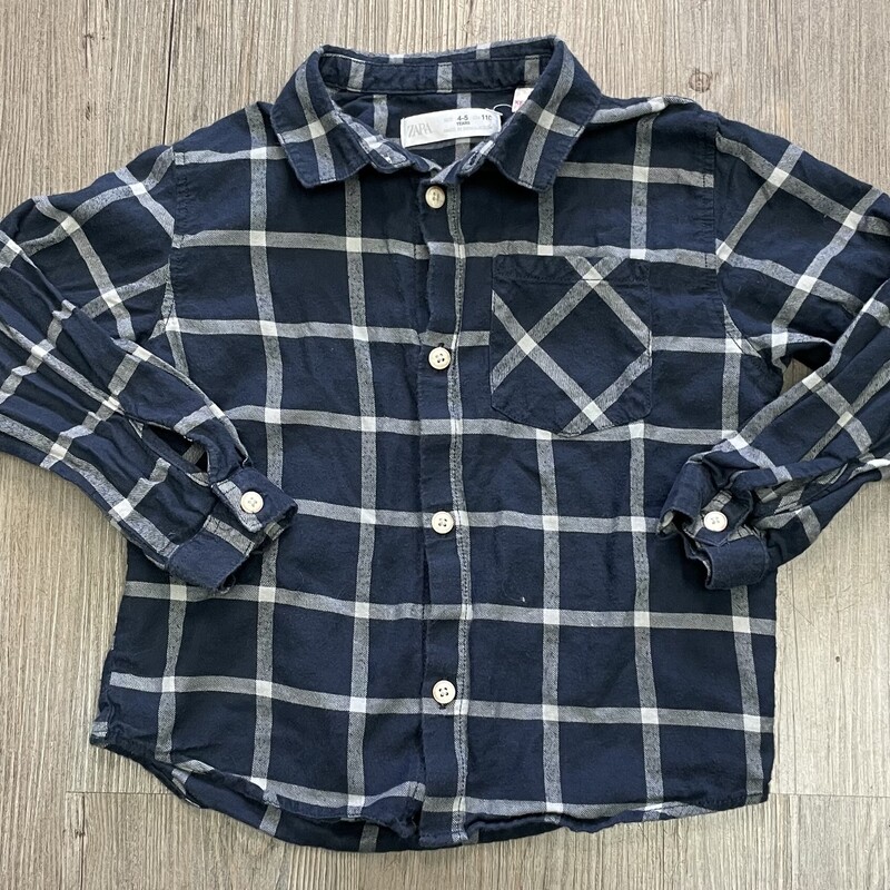 Zara Shirt LS, Navy, Size: 4-5Y