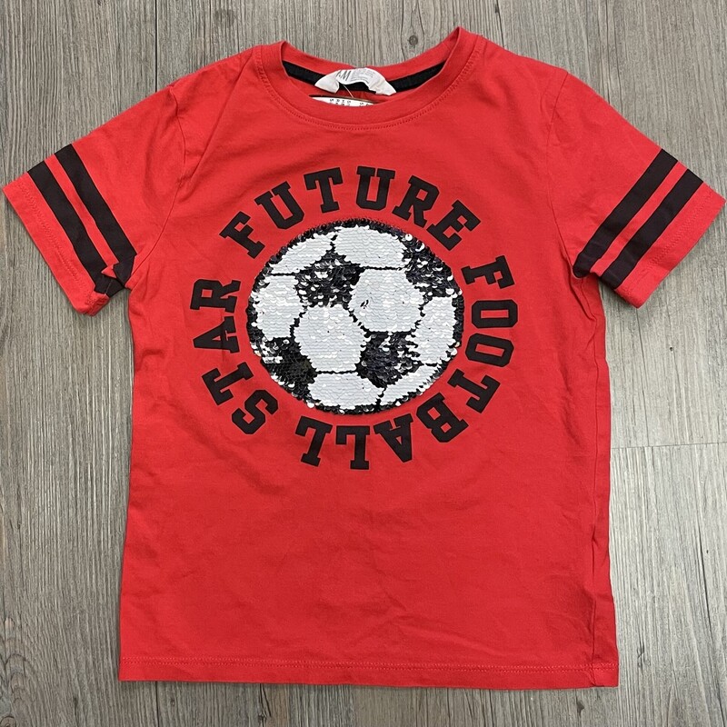 H&M Sequin Tee, Red, Size: 6-8Y