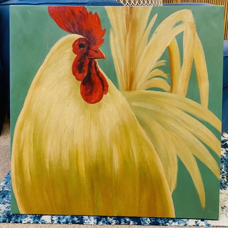 Painted Rooster Canvas
Tan Red Green Size: 24 x 24H