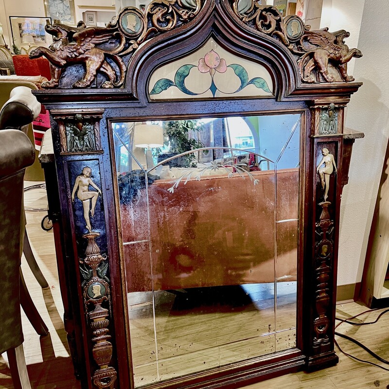 Mirror Carved Antique, Wood, Size: 41x57
