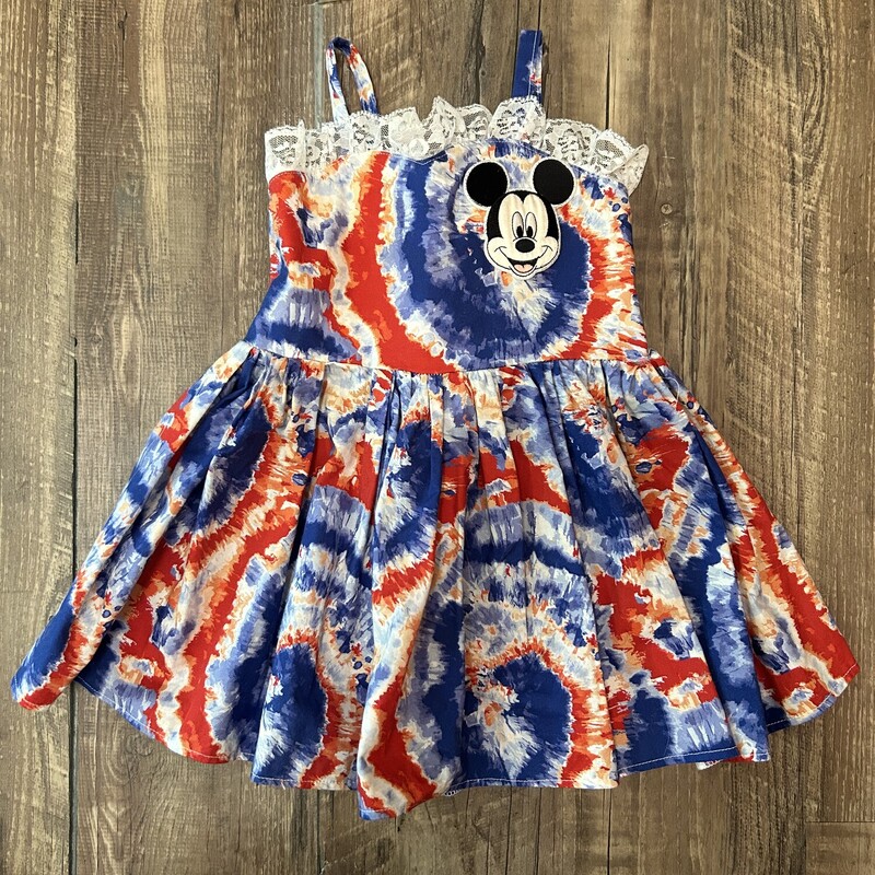 Mickey Tie Dye Handmade, Red/Blue, Size: Toddler 3t