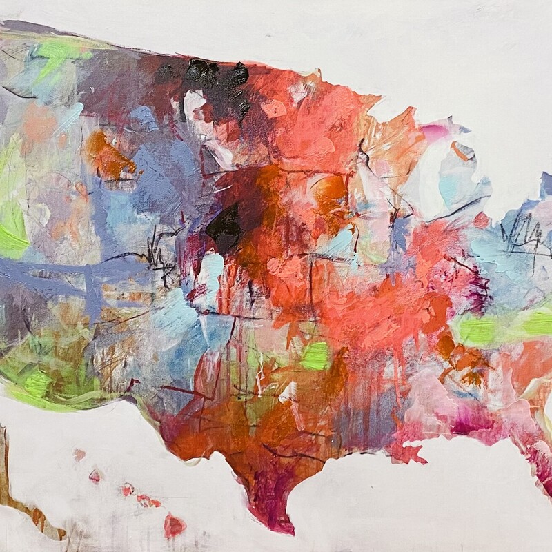 Watercolor US Map
White Red Green Purple Blue Size: 36 x 24H