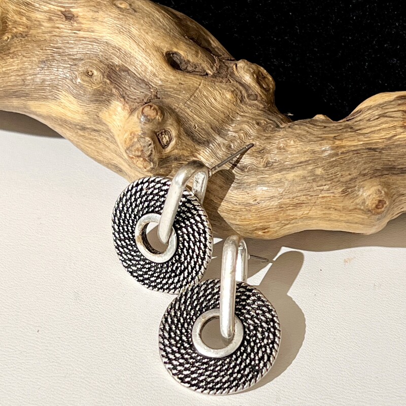 Chicos silver tone rope earrings