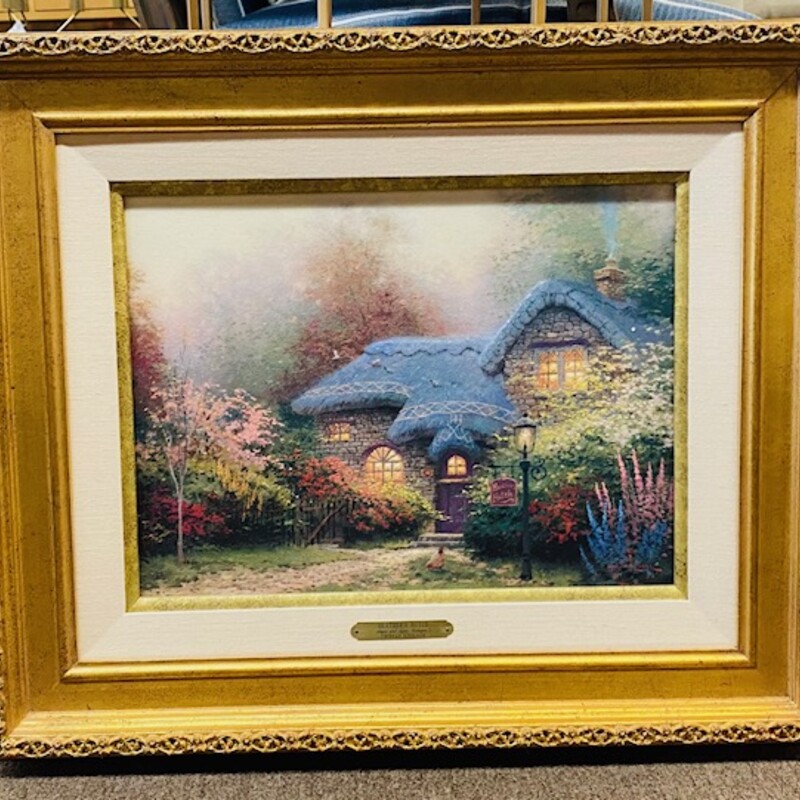 Thomas Kinkade Heathers Hutch Artist Proof Print
Blue Green Pink Size: 24.5 x 20H
Certificate of authenticity on file
284/400 A/P
1993