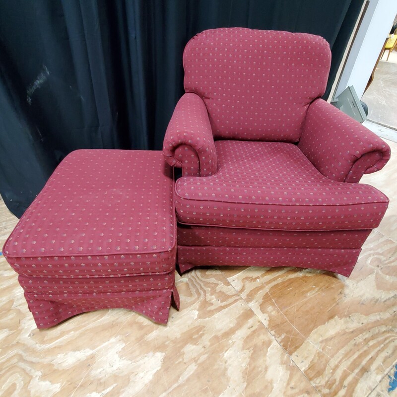 LaZboy Chair And Otto, Red, Size: 36x36