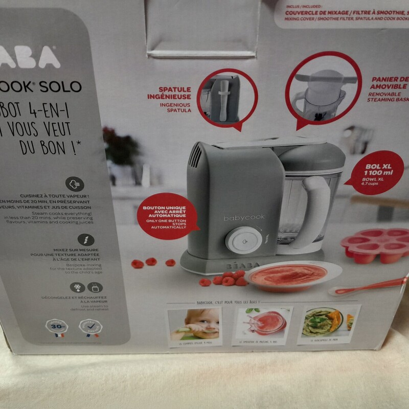 New In Box BEABA Babycook solo , 4 In 1<br />
'the babyfood maker that wants the best for you'<br />
Ages 4 months plus<br />
<br />
Retails for $159.00