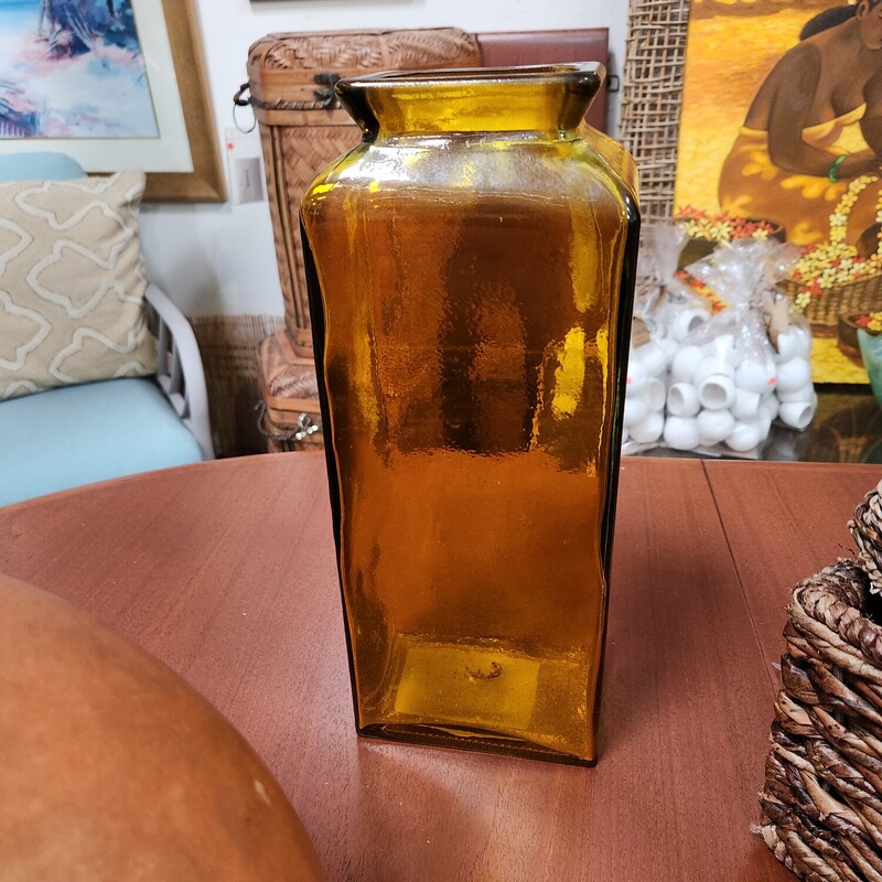 Sq Amber Vase, None, Size: None
