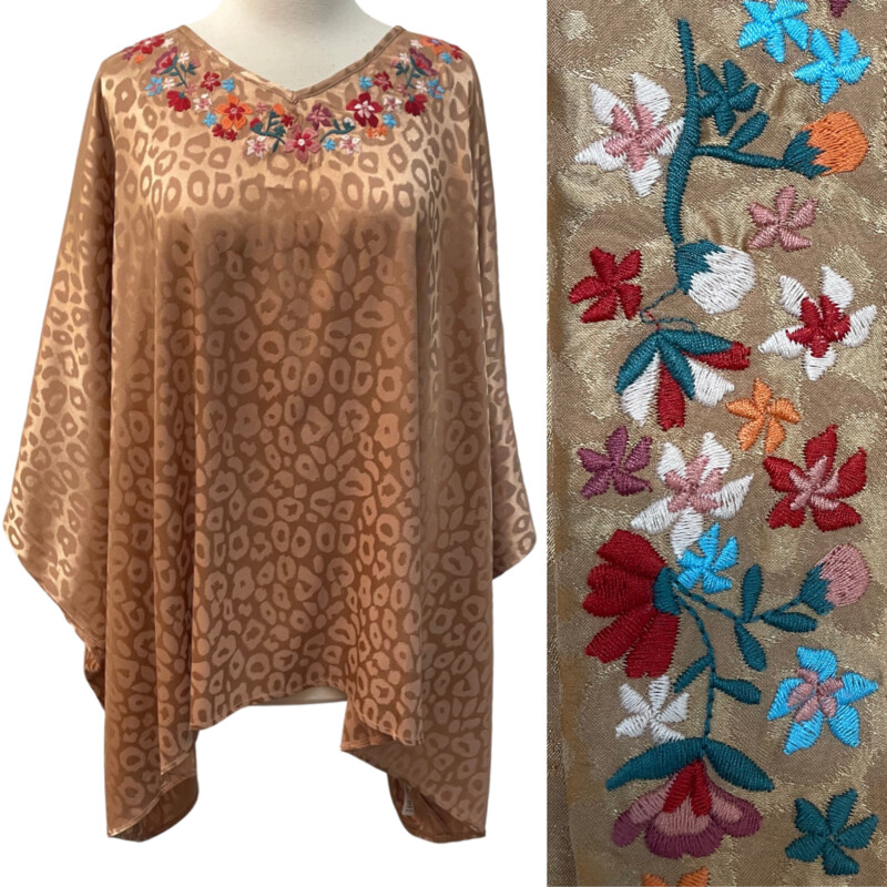 Oddi Shimmer Blouse
Animal Print
Embroidered Floral
RoseGold with Colorful Flowers
Size: 2X/3X