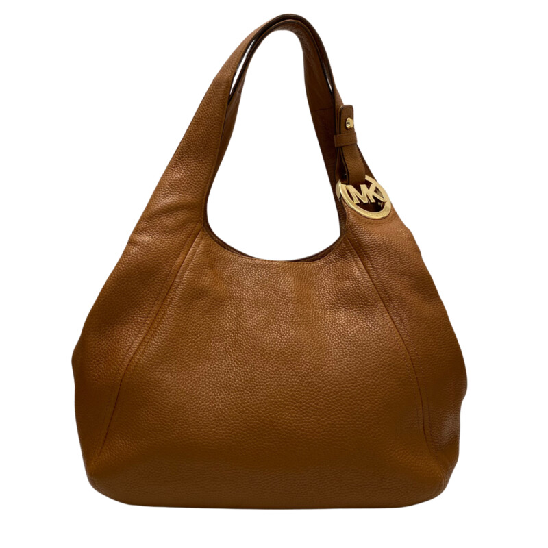 Michael Kors Fulton Hobo Leather Bag
Pebbled Leather in Cognac Color
Size: 15(L) x 11(H) x 5(D)
Gold Signature Hardware
