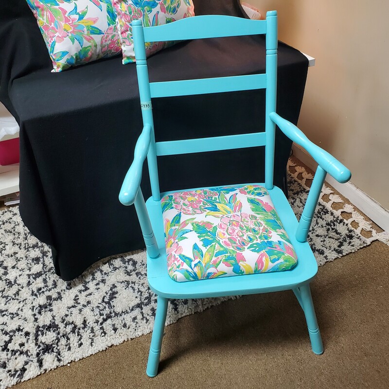 Painted Ladderback Chair, Blu/Grn, Size: 35x22