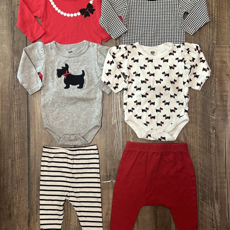 HB 6pc Red/Black Outfits, Red, Size: Baby 3-6M