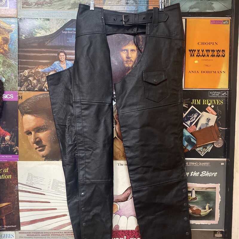 HWK Leather Chaps, Black, Size: 30