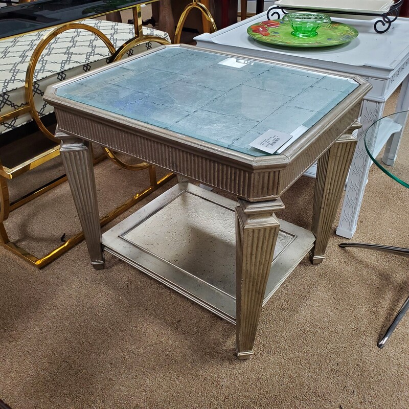 Silver End Table, Size: 27x22x24