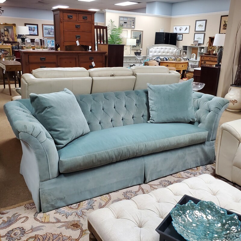 Hickory Ch. Tufted Sofa, Blue, Size: 89x36