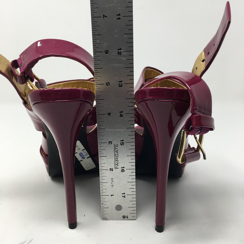 120-057 Report Signature, Purple, Size: 6.5<br />
open toe heels criss cross front patent leather  x