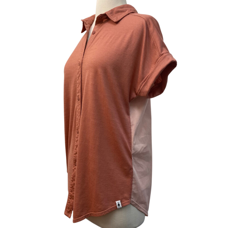 SmartWool Short Sleeve Blouse
Tulip Back Detail
Color: Clay & Blush
Size: Small