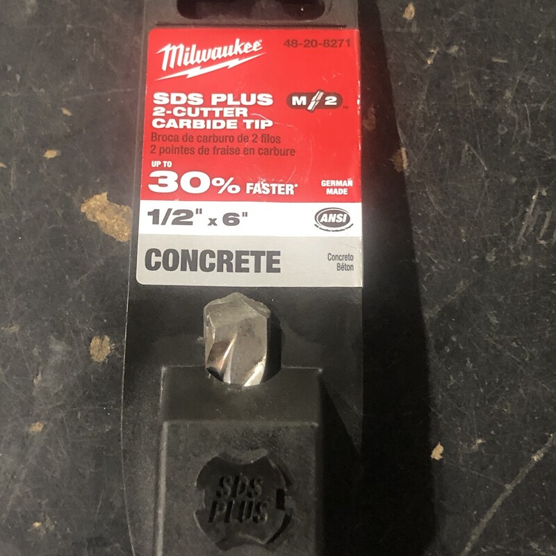 Milwaukee 48-20-8271 1/2 in. x 6 in. 2-Cutter SDS-PLUS Carbide Drill Bit.

*NEW NEVER USED*

*GERMAN MADE*