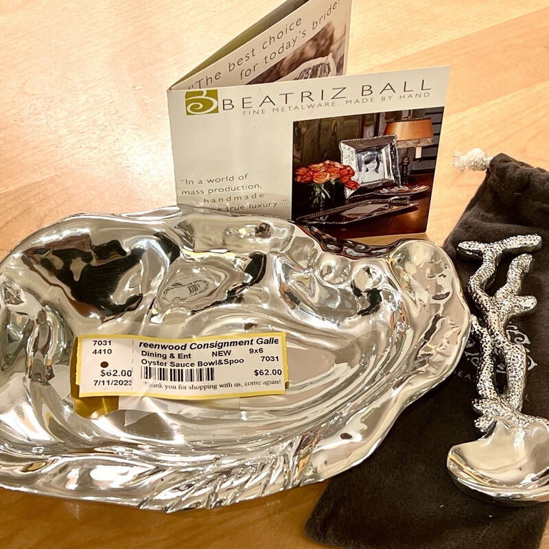 Biarritz hand made metal Bowl & Spoon, NEW,
Size: 9x6