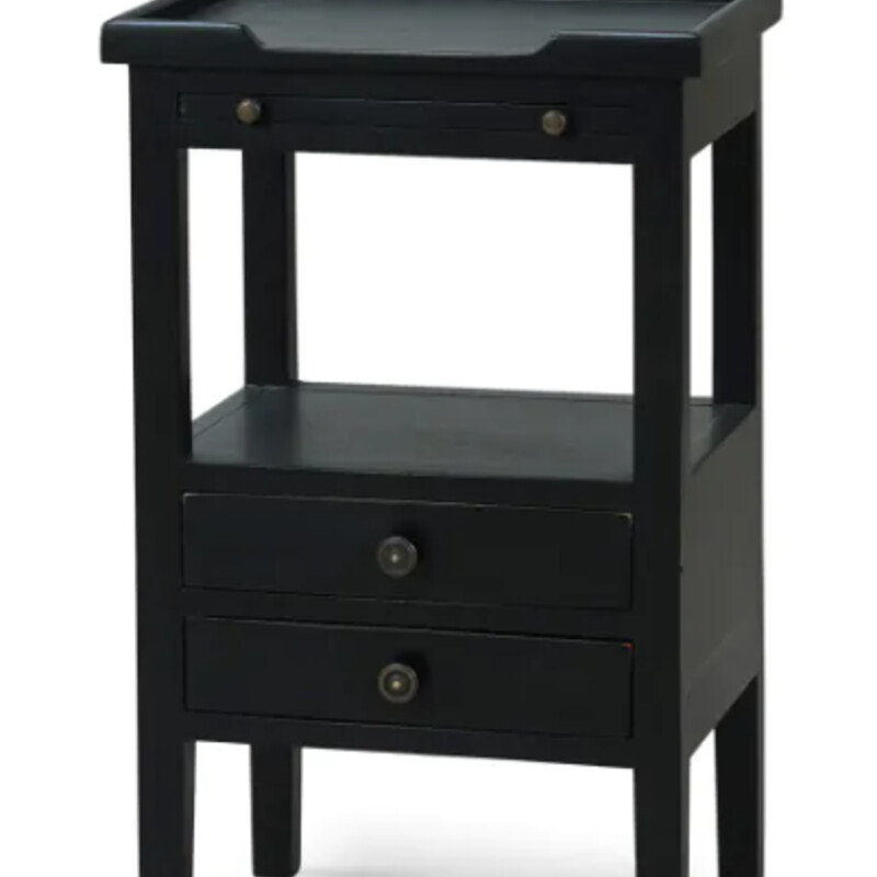 Bramble Eton Nightstand
Black Solid Wood  Size: 17x13x27H
Eton Collection Side Table w/ Pull Out Shelf
NEW
Retail $650 Each
Matching Nightstand Sold Separately