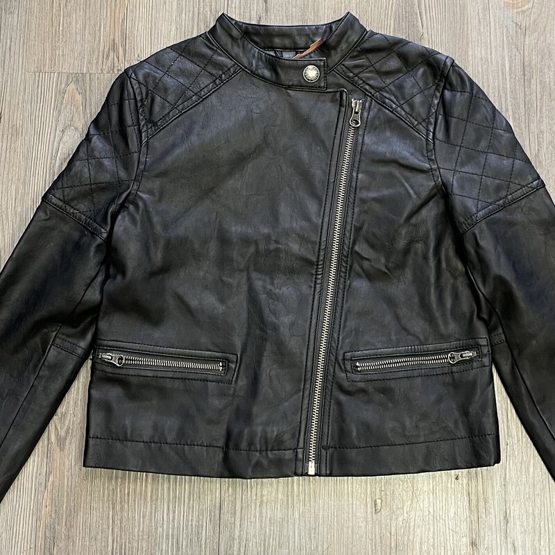 Gap Leather Jacket, Black, Size: 6-7Y
