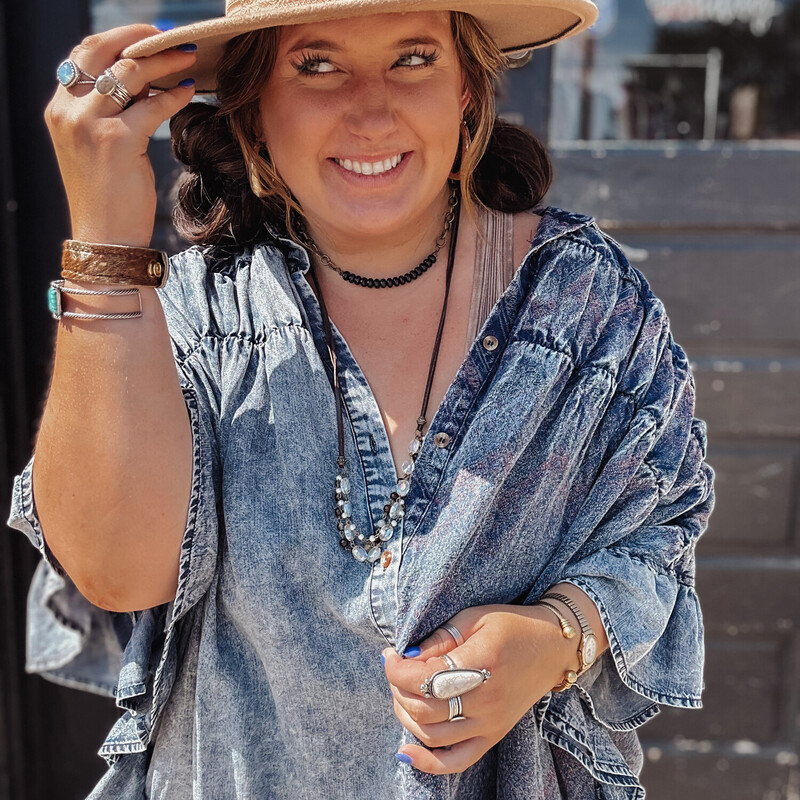 These amazing ruffle denim tops are the perfect unique touch your closet needed! Parts of the denim feature a beautiful, faint red embroidery that makes it all the more unique!
Madison is wearing a size S/M.