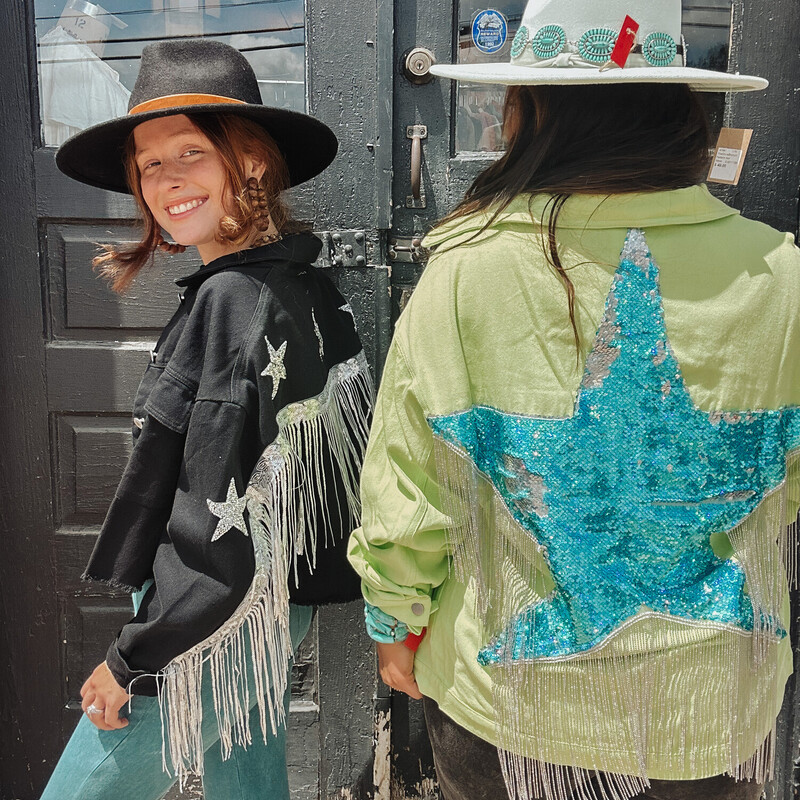 The STAR of the show! This jacket is perfect to stand out in any crowd! Snag this for your favorite concert, dinner, or wear it just to the grocery store just because you're that fabulous!
Available in sizes S, M, and L! Check out the sister listing 'Lime Sequin Star Jacket' in Lime Green.
Anna is wearing a size Small.