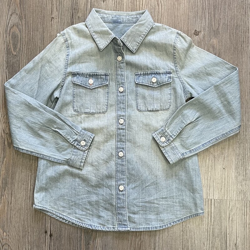 Soft  LS Denim  Shirt, Blue, Size: 6-7Y