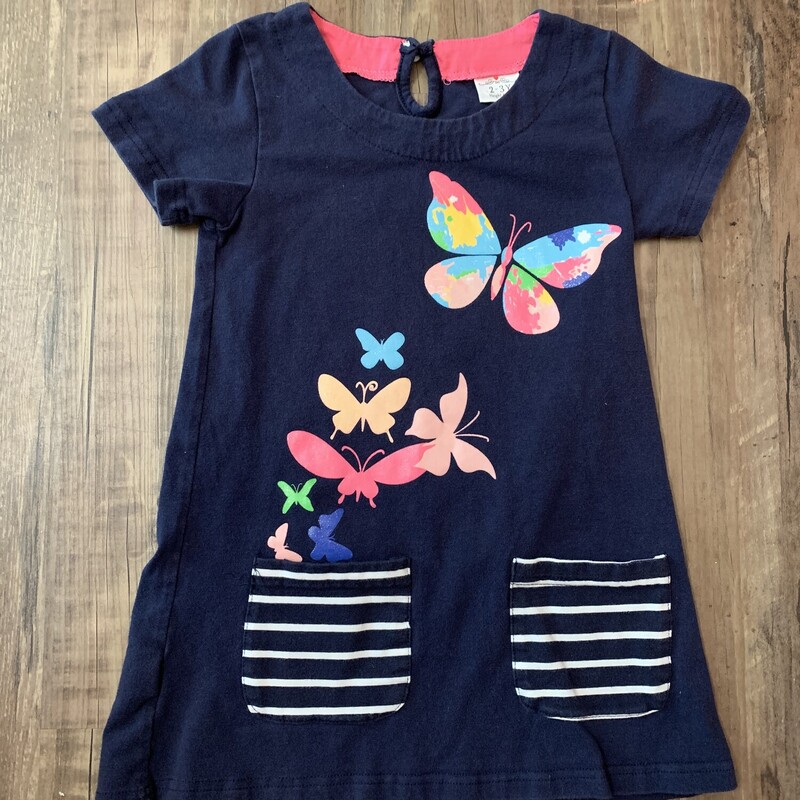 Knit Butterfly Shift, Navy, Size: Toddler 2t