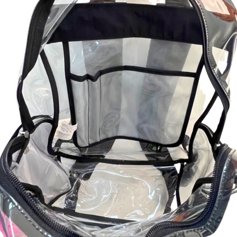 Baggallini Clear Backpack<br />
Event Compliant Large Backpack<br />
Lightweight, water-resistant<br />
Adjustable backpack straps<br />
Clear, see-through design is approved for most events<br />
Fits most plus sized cell phones<br />
Laptop dimensions: 10 H x 13 W<br />
Exterior water bottle pocket<br />
Exterior dimensions: 11 w x 15 h x 5.5 d