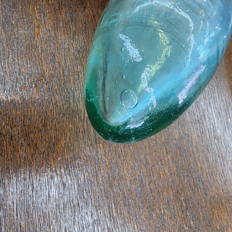 Antique Torpedo Bottle, Green,  Pocket Flask, Blob top
