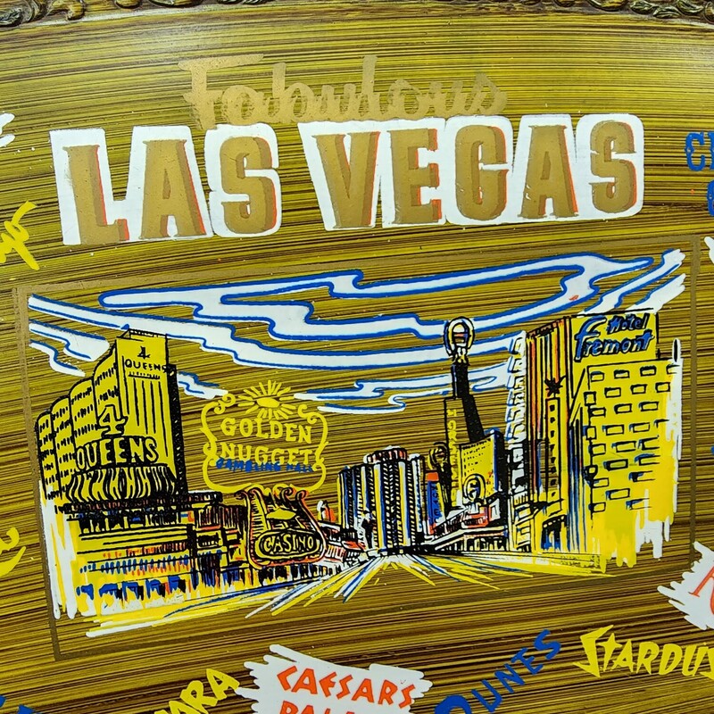 Vtg Vegas Tray, Gold, Size: 18