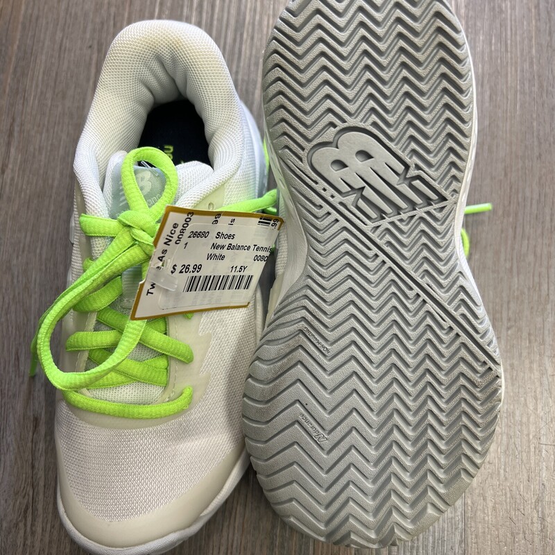 New Balance Tennis Shoes, White, Size11.5Y
Left Shoe Sun Bleached