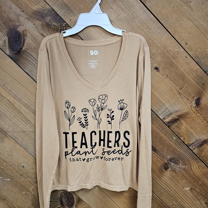 TEACHERS PLANT SEEDS SHIR, BEIGE, Size: LARGE