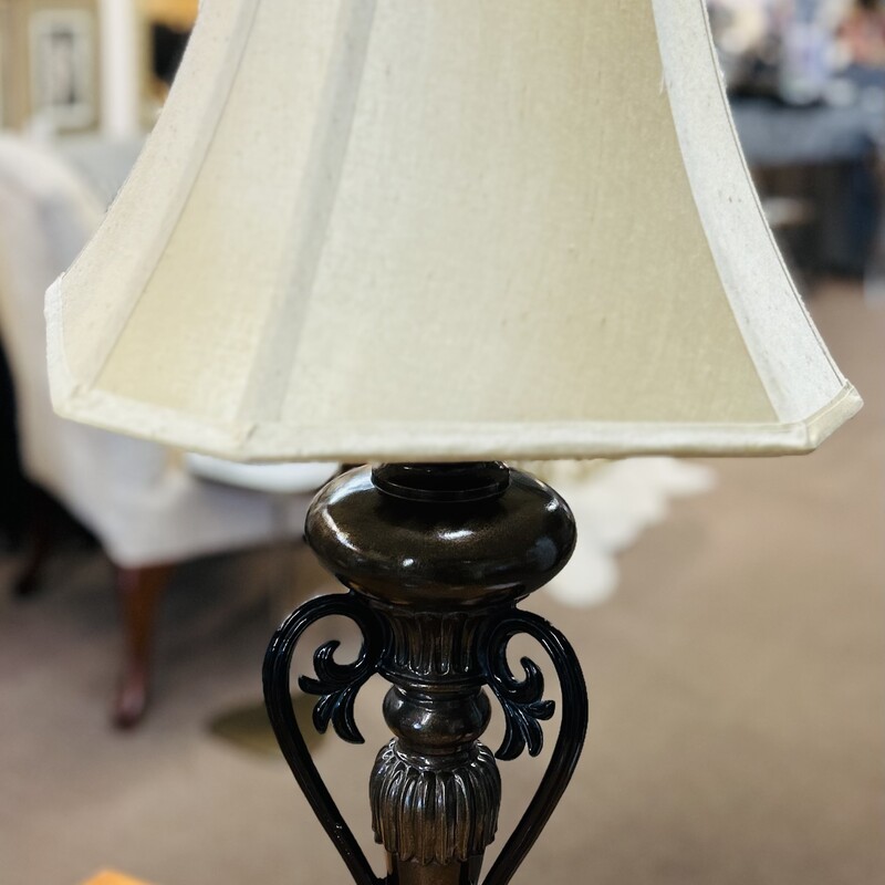 Ornate Formal Metal Scroll Lamp
Brown Tan    Size: 13 x 32H
