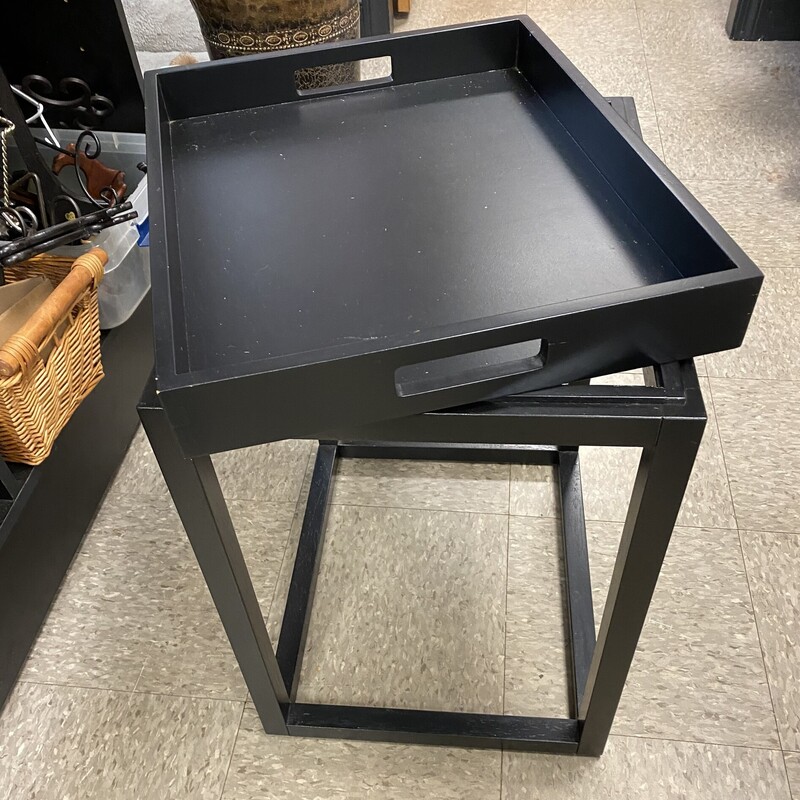 Tray Top Side Table, Black, Size: 18x15x24