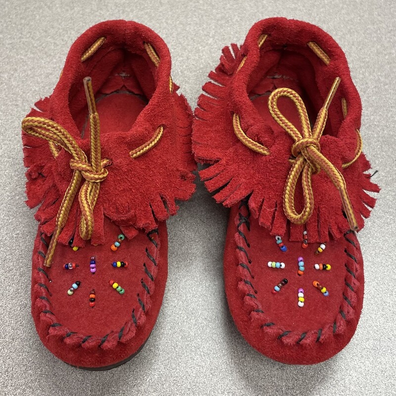 Moccasin Shoes, Red, Size: 8T