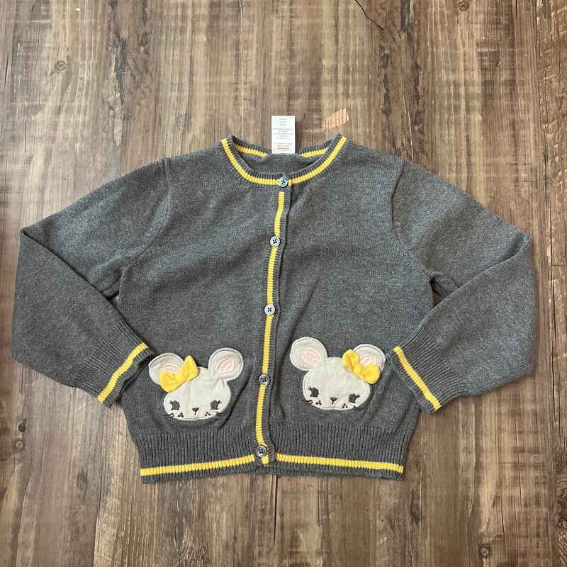 Gymboree Mouse Cardigan, Gray, Size: Toddler 4t