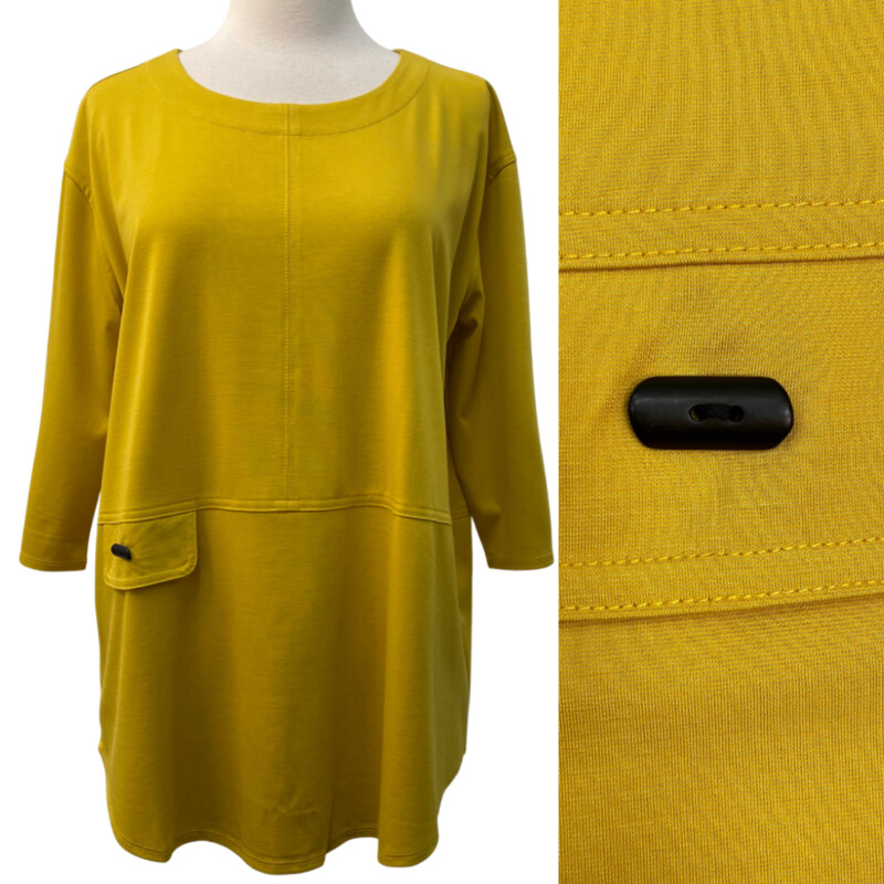 NEW By JJ Focus Tunic Top
Faux Side Pocket and Button Detail
Artistic Flare
Color: Marigold
Size: Small