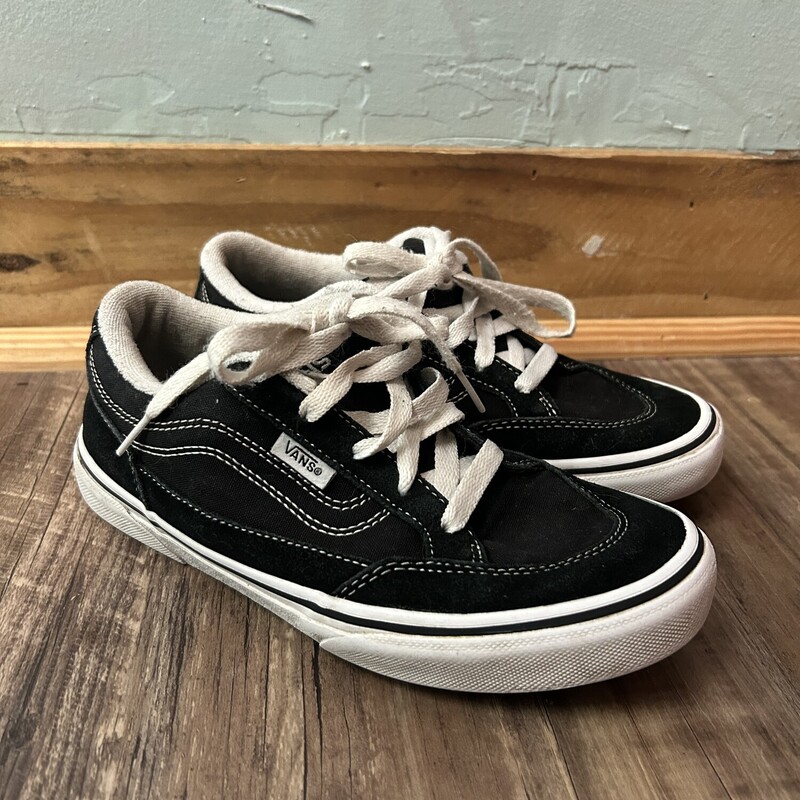 Vans Blk/wht Tie Shoes, Black, Size: Shoes 4