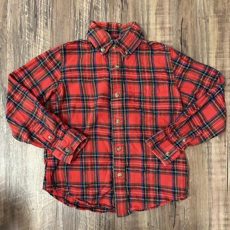 Pedal Red Button Up, Red, Size: Toddler 6t