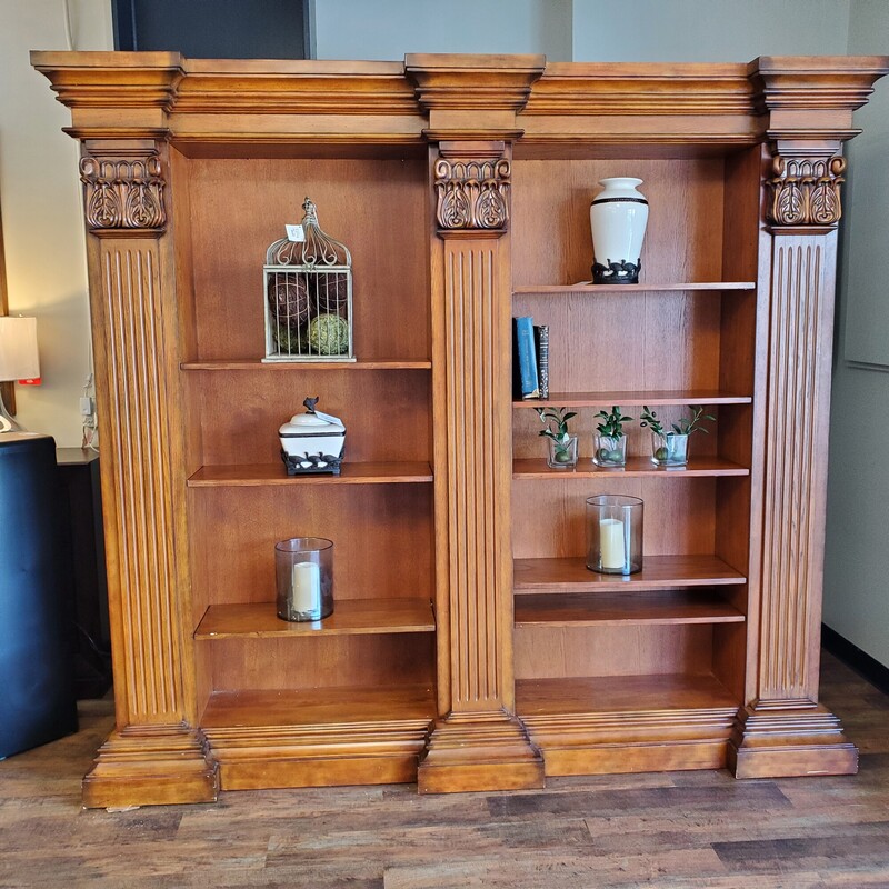 Built In Look Bookcase, Brown, Size: 96x87x17