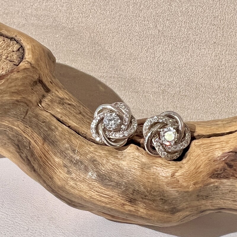 Sterling CZ flower earrings