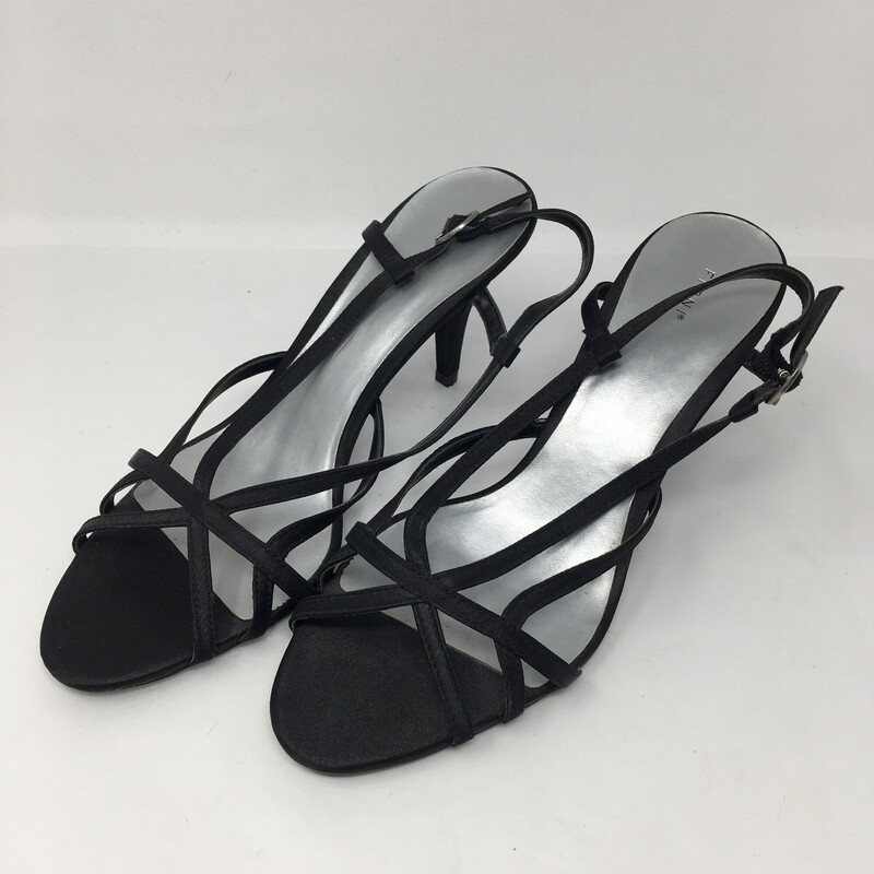 Fioni Strappy Heels, Black, Size: 9.5
