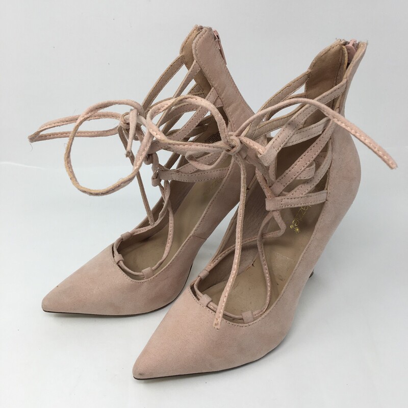 120-141 Shoedazzle, Pink, Size: 8<br />
pink heels w/zipper back & lace front