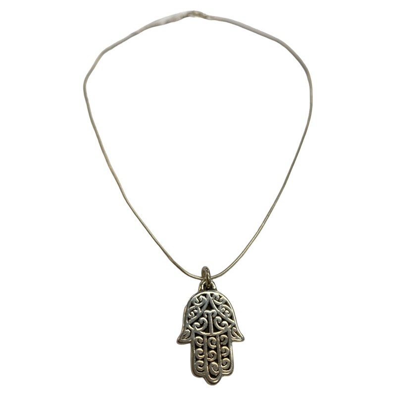 925 Italy Necklace Hamsa, Silver, Size: O/S