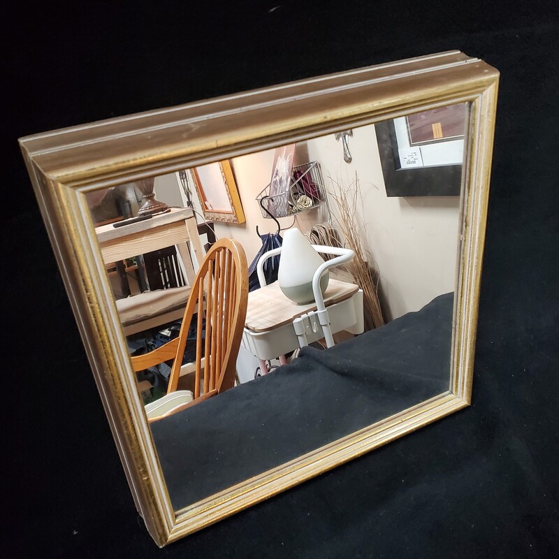 Small Square Mirror, Gold, Size: 13x13