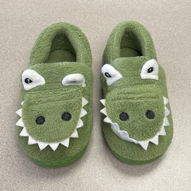 Dino Slippers, Green, Size: 8-9T