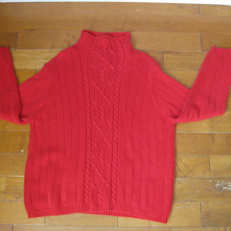 Vtg Pendleton Cable Mock, Red, Size: Large<br />
Here's a vintage Pendleton cable knit sweater ,<br />
Bright red<br />
Funnel neck<br />
100% cotton<br />
<br />
<br />
Marked Size L<br />
Made in the USA<br />
<br />
Here are the flat measurements, please double where appropriate:<br />
Shoulder shoulder: 18<br />
Armpit to armpit: 23<br />
width at hem: 20 unstretched<br />
Length: 24.5<br />
underarm sleeve seam: 16.5<br />
<br />
Thank you for looking<br />
#54998