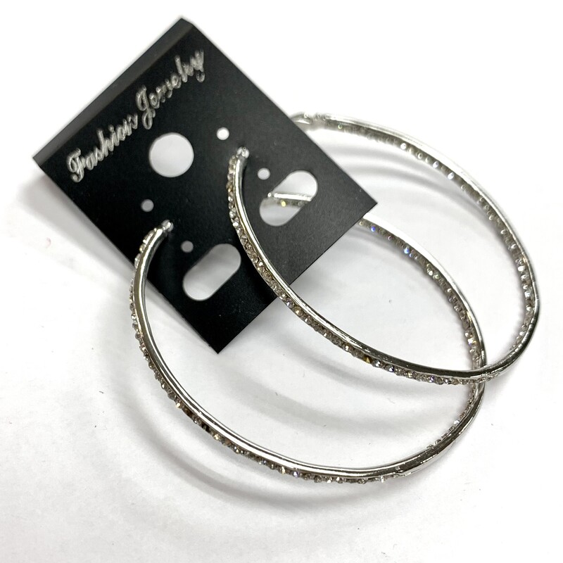Earrings Hoops, Silver, Size: O/S