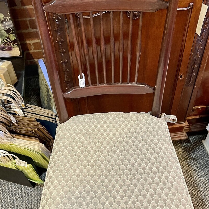 Spindle-back Chair W/pad, Brown, Size: None